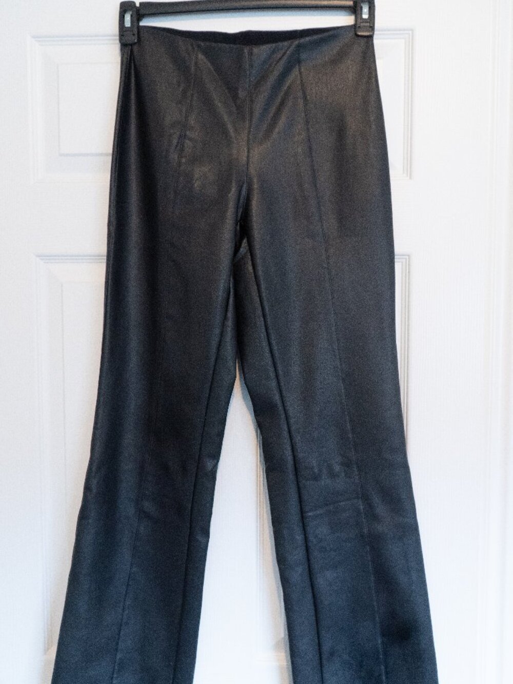 Black Faux Leather Pull-On Straight Leg Pants Women's S
